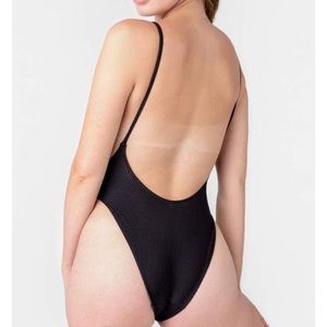 Black high cut one piece swim suit